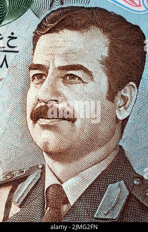 Saddam Hussein ein Porträt aus altem Geld Stockfoto