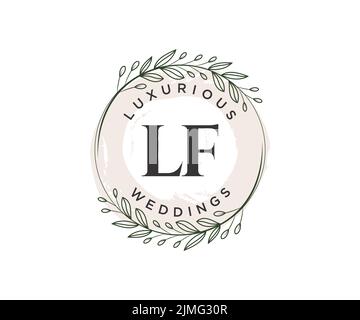 LF Initialen Brief Hochzeit Monogramm Logos Vorlage, handgezeichnete moderne minimalistische und florale Vorlagen für Einladungskarten, Save the Date, elegant Stock Vektor