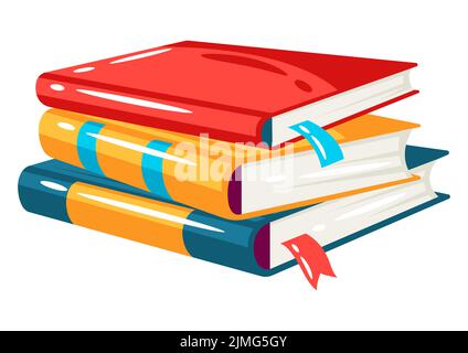 Abbildung des Buchstapels. Schulartikel. Bildung farbenfrohes Bild für Design. Stock Vektor