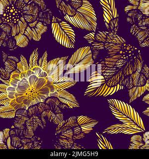 Ginkgo Blätter nahtlose Muster Vektor botanische Illustration Blumenhintergrund Luxus elegantes Muster Stock Vektor