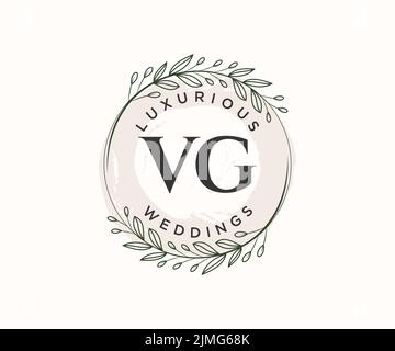 VG Initialen Brief Hochzeit Monogramm Logos Vorlage, handgezeichnete moderne minimalistische und florale Vorlagen für Einladungskarten, Save the Date, elegant Stock Vektor