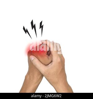 Metacarpophalangealgelenke Entzündung. Konzept und Idee von rheumatischer Arthritis, Schwellung der Handgelenke oder Arthralgie. Stockfoto