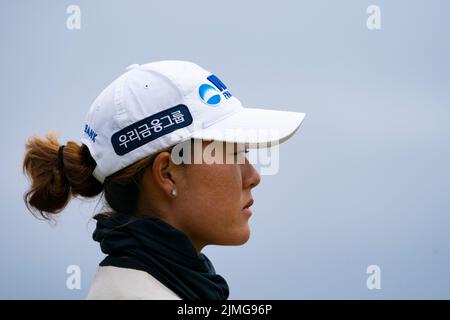 Gullane, Schottland, Großbritannien. 6.. August 2022. Dritte Runde der AIG Women’s Open Golf Meisterschaft in Muirfield in East Lothian. Pic; Jennifer Chang . Iain Masterton/Alamy Live News Stockfoto