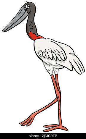 Jabiru Vogel Tier Charakter Cartoon Illustration Stockfoto