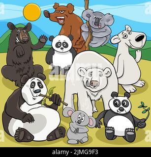 Cartoon Bären Comic Tierfiguren Gruppe Stockfoto