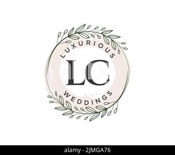 LC Initialen Brief Hochzeit Monogramm Logos Vorlage, handgezeichnete moderne minimalistische und florale Vorlagen für Einladungskarten, Save the Date, elegant Stock Vektor