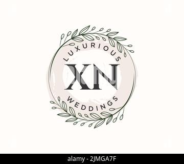 XN Initialen Brief Hochzeit Monogramm Logos Vorlage, handgezeichnete moderne minimalistische und florale Vorlagen für Einladungskarten, Save the Date, elegant Stock Vektor