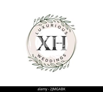 XH Initialen Brief Hochzeit Monogramm Logos Vorlage, handgezeichnete moderne minimalistische und florale Vorlagen für Einladungskarten, Save the Date, elegant Stock Vektor