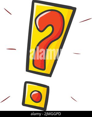 Ein Vektor mit Ausrufezeichen, dessen Fragezeichen innen auf weißem Hintergrund isoliert ist Stock Vektor
