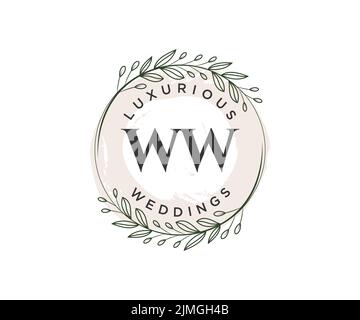 WW Initials Letter Hochzeit Monogramm Logos Vorlage, handgezeichnete moderne minimalistische und florale Vorlagen für Einladungskarten, Save the Date, elegant Stock Vektor