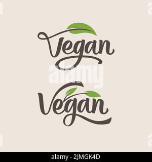 Eine Nahaufnahme der veganen Naturprodukt-Ikone und Elemente-Vektor Stock Vektor