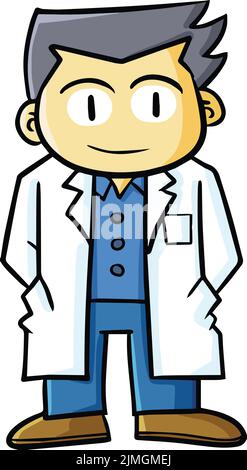 Ein Vektor von lustigen Doktor stehend und lächelnd isoliert auf weißem Hintergrund Stock Vektor