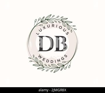 DB Initials Letter Hochzeitsmonogramm Logos Vorlage, handgezeichnete moderne minimalistische und florale Vorlagen für Einladungskarten, Save the Date, elegant Stock Vektor