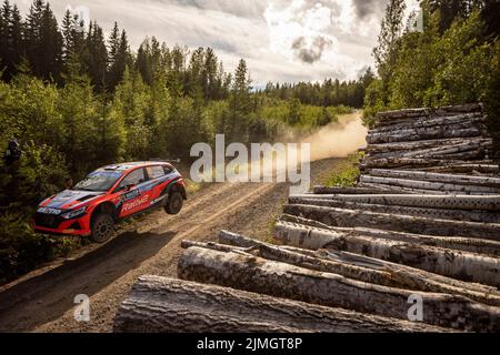 21 SUNINEN Teemu (FIN), MARKKULA Mikko (FIN), Toksport WRT, Skoda Fabia Evo, Aktion während der Rallye Finnland 2022, 8. Runde der WRC World Rally Car Championship 2022, vom 4. Bis 7. August 2022 in Jyvaskyla, Finnland - Foto Nikos Katikis / DPPI Stockfoto