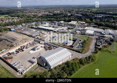 Luftaufnahme eines großen Industrieguts in Manchester, UK Recycling Plant Stockfoto