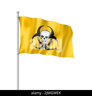 Biohazard-Flag isoliert auf weiß Stockfoto