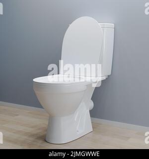 Toilettenschüssel mit offenem Deckel, abbildung 3D Stockfoto