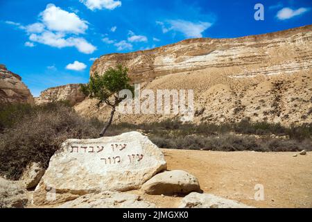 Die Schlucht ein Avdat in der Negev-Wüste Stockfoto