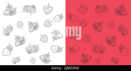 Strawberry Vektor skizzieren Doodle-Muster. Vektorgrafik auf weißem Hintergrund. Stock Vektor