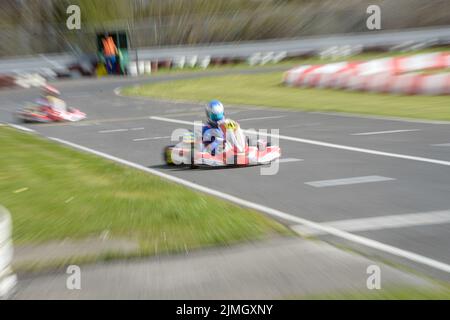 Kart-Rennen im South Yorkshire Karting Club Stockfoto