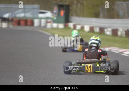 Kart-Rennen im South Yorkshire Karting Club Stockfoto