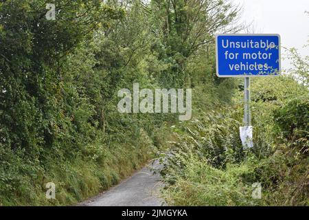 Schild: 'Ungeeignet für Kraftfahrzeuge' mit Kopierplatz. Stockfoto