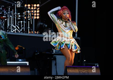 Preston Park, City of Brighton & Hove, Großbritannien, Todrick Hall Wir sind Fabuloso, die im Brighton Pride 2022 auftreten. 6.. August 2022 Stockfoto