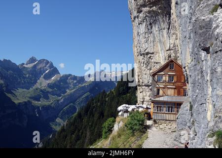 Berggasthof Aescher-Wildkirchli Stockfoto