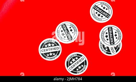 Zertifiziert und Qualitätskontrolle Stockfoto