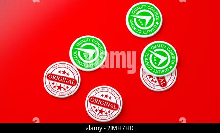 Zertifiziert und Qualitätskontrolle Stockfoto