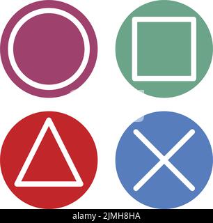 Eine digitale Vektordarstellung der bunten Controller-Tasten der Spielekonsole Stock Vektor