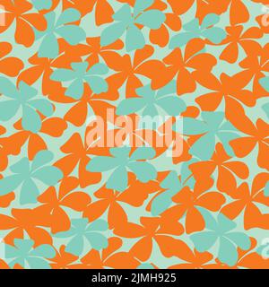 Wilde Wiese Blume nahtlose Vektor-Muster Hintergrund. Abstrakt blau orange Blumen Hintergrund. Handgezeichnete Umrisse Silhouette texturellen botanischen Design Stock Vektor