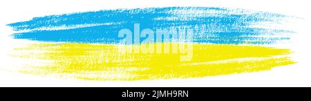 Ukraine Flagge Pinsel Konzept. Flagge der Ukraine Grunge Stil Banner Hintergrund. Gelbe und blaue Bleistiftstruktur für den Hintergrund. Handgezeichnete abstrakte Ukraine Stock Vektor