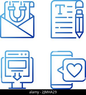 Erstellen Sie Inhalte für Kunden Pixel Perfect Gradient lineare Vektor-Symbole gesetzt Stock Vektor
