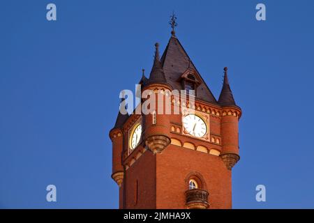 Altstädter Rathausturm am Abend, Gronau, Münsterland, Nordrhein-Westfalen, Deutschland, Europa Stockfoto