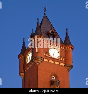 Altstädter Rathausturm am Abend, Gronau, Münsterland, Nordrhein-Westfalen, Deutschland, Europa Stockfoto