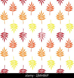 Vektor nahtlose Muster in verschiedenen Farben von Hand gezeichnete Doodle Herbst Blatt Silhouette auf weißem Hintergrund isoliert Stock Vektor