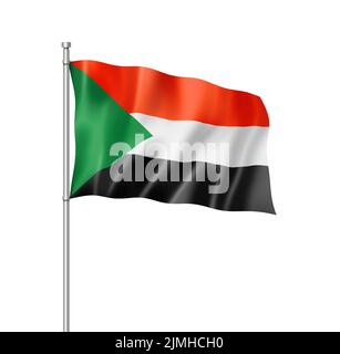 Sudanesische Flagge isoliert auf Weiß Stockfoto