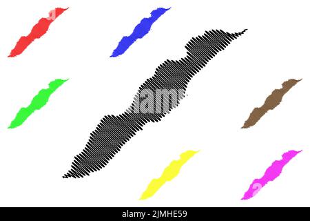Urup Island (Russland, Russische Föderation, Kurilische Inseln) Karte Vektorgrafik, Skizze Company's Land map Stock Vektor