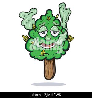 Eine Vektor-Illustration Mascot Cartoon-Figur von Marihuana-Eis mit Marihuana-Thema Stock Vektor