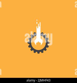 Abbildung des Logos des Reparaturwerkschlüssels Stock Vektor