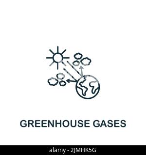 Symbol für Treibhausgase. Monochromes, einfaches Symbol für Vorlagen, Webdesign und Infografiken Stock Vektor