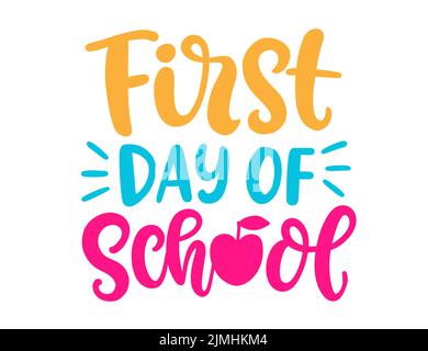 Erster Schultag Banner, handgeschriebenes Design-Element mit Schriftzügen Stock Vektor