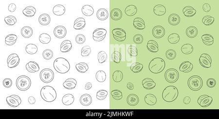 Vector illustration of Honeydew Melon pattern with different shape and backgrounds. Stock Vektor
