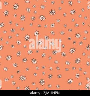 Einfache florale Struktur. Silhouetten von Blumen. Kleine Wiesenpflanzen. Sommer botanischen Hintergrund. Für Stoff und Textur, st Stock Vektor