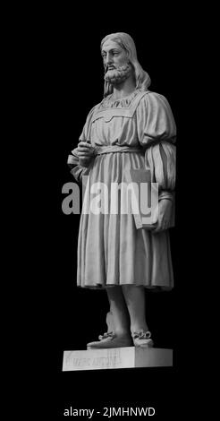 Statue von Marc Antonio an der Fassade der Neuen Eremitage in St. Petersburg, Russland Stockfoto