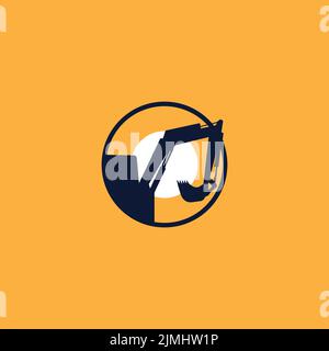 Schwere Bagger Logo Vektor Illustration Design Stock Vektor