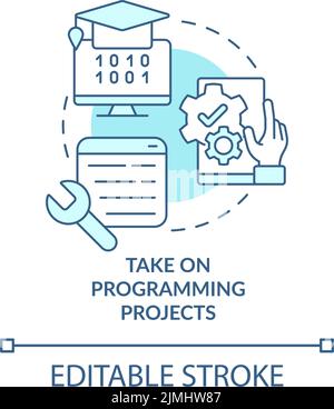Nehmen Sie Programmierprojekte türkisfarbenes Konzept Symbol Stock Vektor