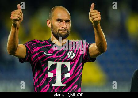 WAALWIJK, NIEDERLANDE - 6. AUGUST: Bas Leon Dost des FC Utrecht nach dem niederländischen Eredivisie-Spiel zwischen RKC Waalwijk und FC Utrecht am 6. August 2022 im Mandemakers Stadion in Waalwijk, Niederlande (Foto: Geert van Erven/Orange Picts) Stockfoto