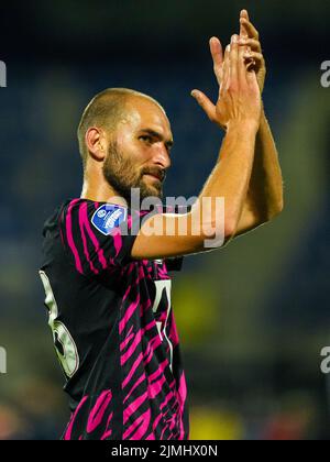 WAALWIJK, NIEDERLANDE - 6. AUGUST: Bas Leon Dost des FC Utrecht nach dem niederländischen Eredivisie-Spiel zwischen RKC Waalwijk und FC Utrecht am 6. August 2022 im Mandemakers Stadion in Waalwijk, Niederlande (Foto: Geert van Erven/Orange Picts) Stockfoto